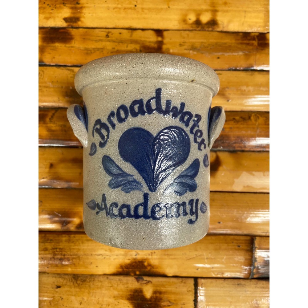 Vintage Rowe Pottery Crock Broadwater Academy 1998 Signed Utensils Vase